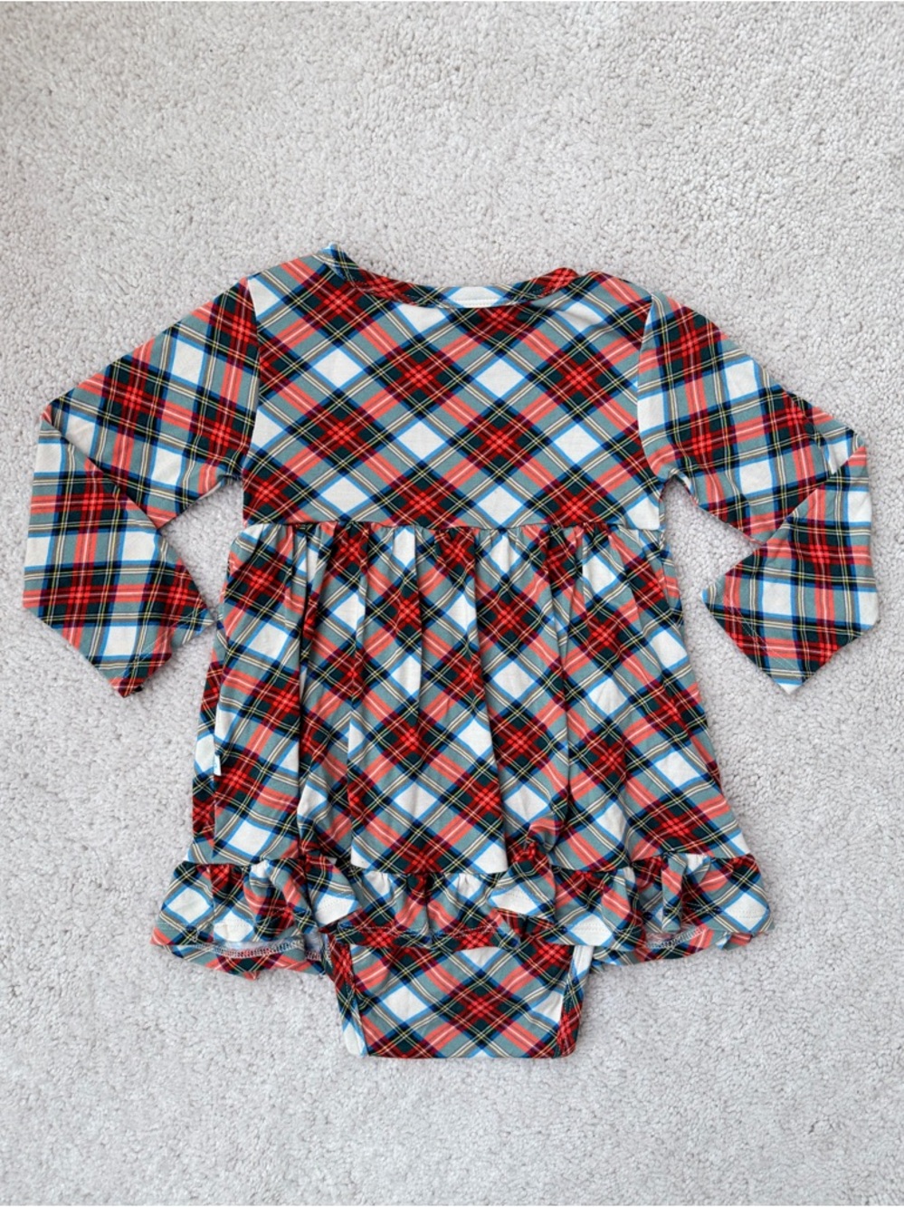 Posh Peanut Christmas Plaid Long Sleeve Bodysuit Dress - Picture 8 of 9